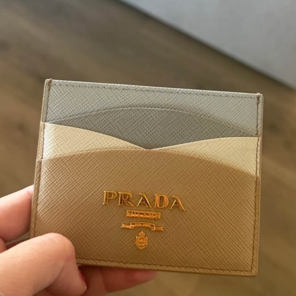 Prada Tan and Gray Card Holder